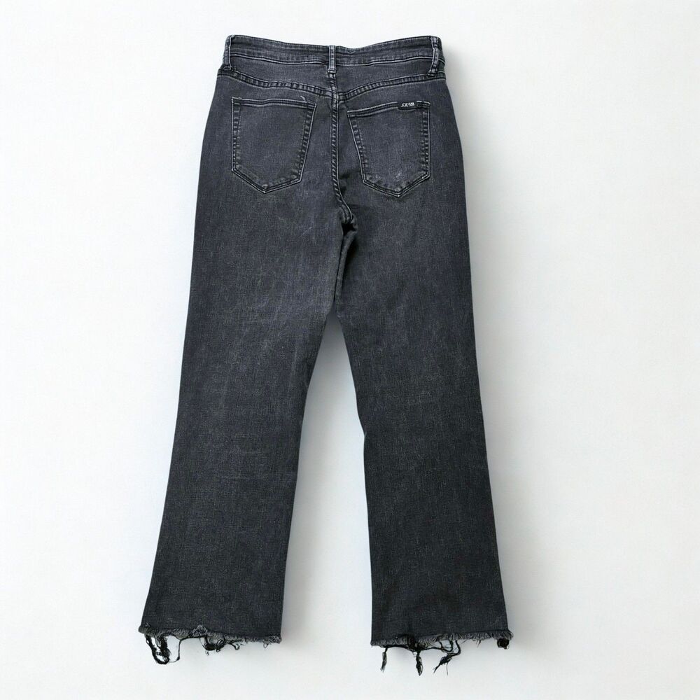 Joe’s Jeans Women 27 Bootcut Black Wash Cropped Raw Hem Stretch Denim Frayed - Picture 2 of 8